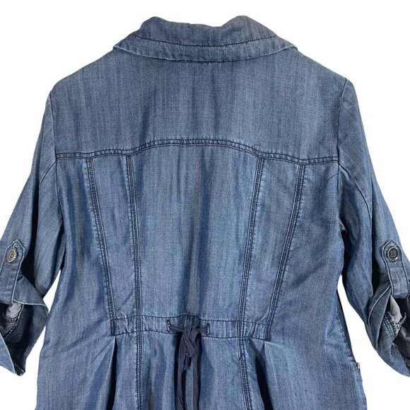 utility denim blue jean style jacket in Tencel  3/4 sleeve size 11 San Francisco - Picture 7 of 16